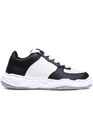 MIHARA YASUHIRO Sko, Herre, Sort, 44 EU, Læder, Læder Low-Top Sneaker i Sort/Hvid