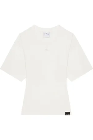 Courrèges Top, Dame, Hvid, XS, Bomuld, Crew Neck T-shirt