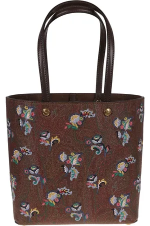 Etro Taske, Dame, Brun, ONE SIZE, Uld, Brun skuldertaske med ko læ broderi