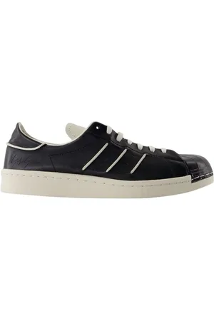 Y-3 Sko, Dame, Sort, 40 EU, Læder, Sorte Lædersneakers med Gummisål