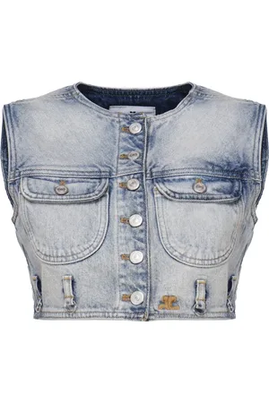 Courrèges Jakke, Dame, Blå, M, Denim, Multiflex Denim Cropped Vest
