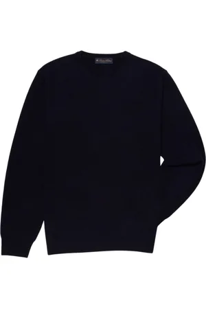 Brooks Brothers Strik, Herre, Blå, M, Uld, Uld og Kashmir Crew-Neck Sweater