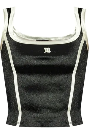 MISBHV Top, Dame, Sort, M, Satin, Sort Satin Logo Top Ss25