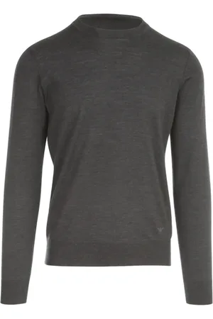 Emporio Armani Sweathshirts & Hoodies, Herre, Grå, 3XL, Uld, Uld Crewneck Sweater