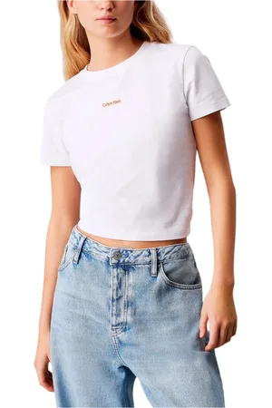 Calvin Klein Top, Dame, Hvid, XS, Bomuld, Hvid Bomuld Rund Hals T-Shirt