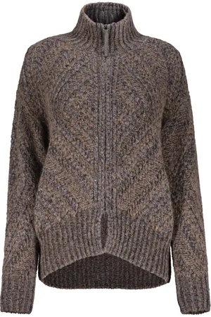 Fabiana Filippi Strik, Dame, Brun, S, Uld, Lurex Zippet Cardigan med Metalfibre