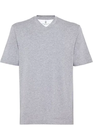 Brunello Cucinelli Top, Herre, Grå, XS, Bomuld, V-hals T-shirt