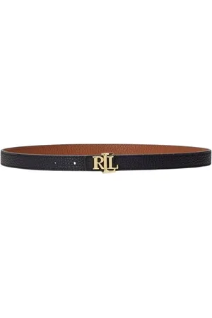 Ralph Lauren Tilbehør, Dame, Sort, L, Læder, Skinny Vendbart Læderbælte - Brun/Sort