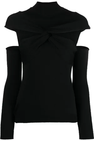 COPERNI Strik, Dame, Sort, XS, Uld, Strikket Turtleneck med Cut-Out