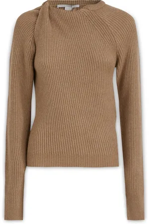 Stella McCartney Strik, Dame, Brun, M, Uld, Ribstrikket langærmet jumper