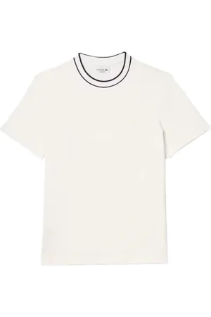 Lacoste Top, Herre, Hvid, XL, Kontrast Krave Rund Hals T-shirt