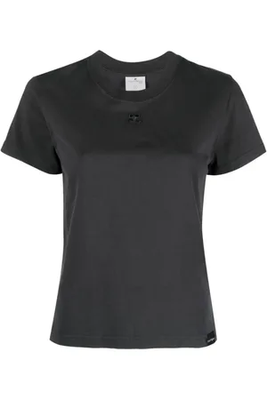 Courrèges Top, Dame, Grå, S, Bomuld, Logo Bomulds T-shirt