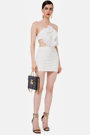 Elisabetta Franchi Kjole, Dame, Hvid, L, Mini Kjole med Band Top og Maxi Rose