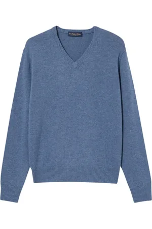 Brooks Brothers Strik, Herre, Blå, 2XL, Uld, Uld-Cashmere V-hals Sweater