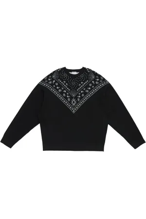 MARCELO BURLON Sweathshirts & Hoodies, Herre, Sort, M, Uld, White Bandana Knit Crew