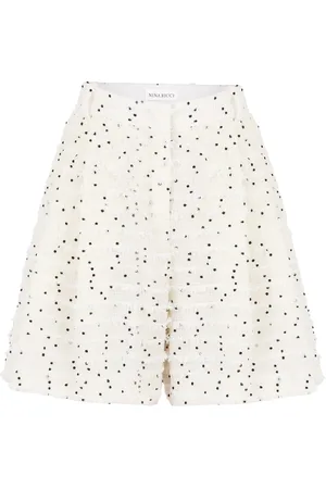 Nina Ricci Shorts, Dame, Hvid, 3XL, Tweed, Wide Plisserede Shorts
