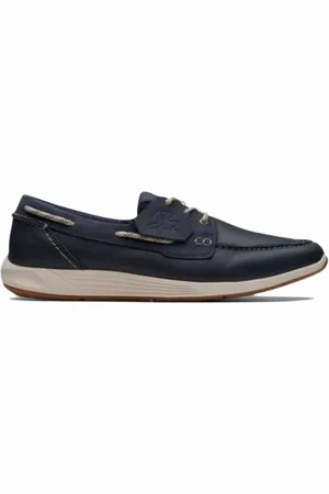 Clarks Sko, Herre, Blå, 40 1/2 EU, Læder, Sail Go Hvid Sål Snøresko