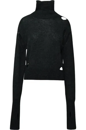 Maison Margiela Strik, Dame, Grøn, M, Uld, Grå Alpaca Blend Turtleneck
