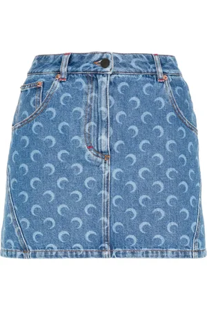 Marine Serre Nederdel, Dame, Blå, XS, Denim, Blå denimnederdel med lommer