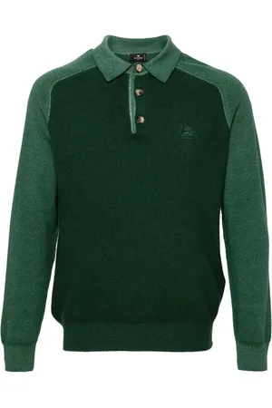 Etro Top, Herre, Grøn, 2XL, Uld, Langærmet Casual Poloshirt