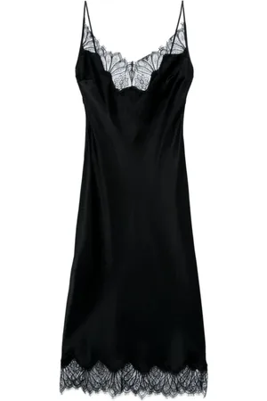 COPERNI Kjole, Dame, Sort, S, Satin, Sort Satin Kjole med Blondekant