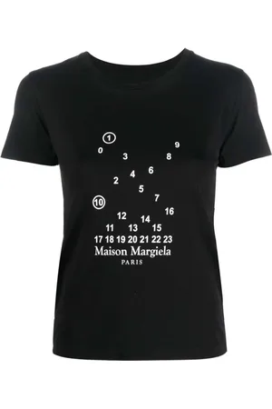 Maison Margiela Top, Dame, Sort, S, Bomuld, Numeric Logo Sort T-shirt
