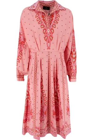 Etro Kjole, Dame, Lyserød, S, Bomuld, Floral Paisley Midi Kjole