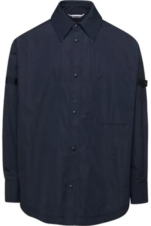 Thom Browne Skjorte, Herre, Blå, S, Nylon, Oversized Snap Front Shirt Jacket