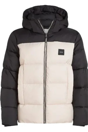 Calvin Klein Jakke, Herre, Sort, XL, Uld, Color-Block Hooded Quilted Puffer Jakke