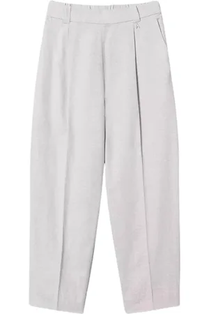 Twin-Set Bukser, Dame, Grå, S, Linned, Linnedbukser med Plisser