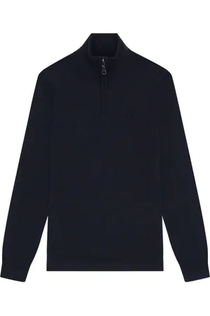 Lyle & Scott Strik, Herre, Blå, S, Uld, Quarter Zip Jumper