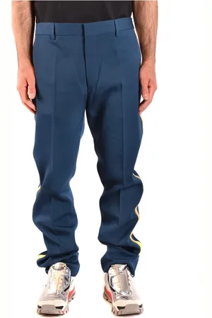 Calvin Klein Bukser, Herre, Blå, XL, Uld, Relaxed Fit Sporty Bukser med Brede Ben