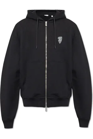 Burberry Sweathshirts & Hoodies, Herre, Sort, M, Bomuld, Ekd Motif Zip-Up Hættetrøje med Snøre