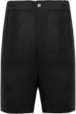 ALPHA STUDIO Shorts, Herre, Sort, S, Linned, Linned Bermuda Shorts med Elastisk Talje