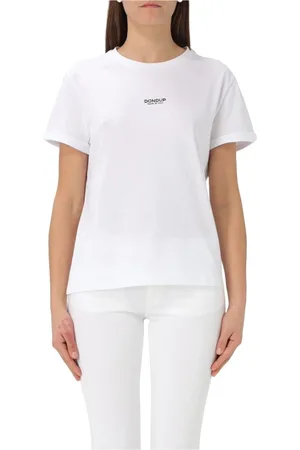 Dondup Top, Herre, Hvid, S, Bomuld, Logo Bomuld T-shirt Firkantet Skåret