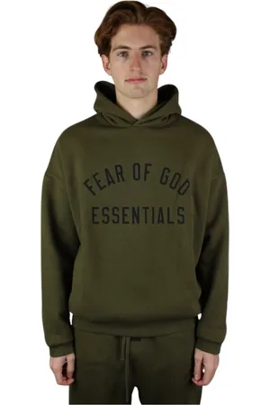 FEAR OF GOD Sweathshirts & Hoodies, Herre, Grøn, L, Tyl, Fleece Hoodie Essentials Style