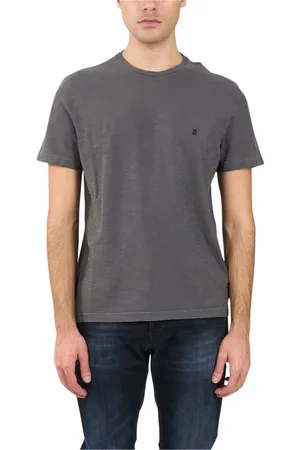 Dondup Top, Herre, Grå, M, Bomuld, Flame Jersey T-shirt med Metal D