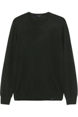 FAY Strik, Herre, Grøn, S, Uld, Mørkegrøn Uldstrikket Sweater