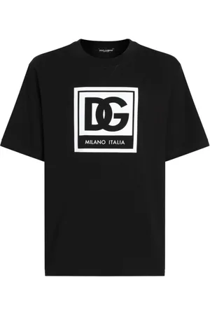 Dolce & Gabbana Top, Herre, Sort, 2XL, Sort T-shirt med Hvidt Logo