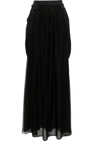 Max Mara Nederdel, Dame, Sort, 2XS, Chiffon, Sort plisseret chiffonskørt