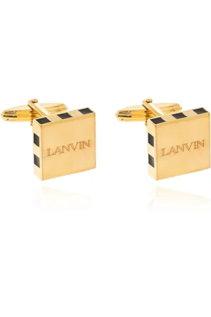 Lanvin Tilbehør, Herre, Gul, ONE SIZE, Uld, Logo-graverede Manchetknapper