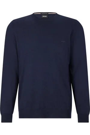 HUGO BOSS Strik, Herre, Blå, 3XL, Uld, Uld Crewneck Sweater