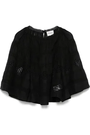 Isabel Marant Bluser & Skjorter, Dame, Sort, S, Uld, Perforeret Sort Motorcykel Top