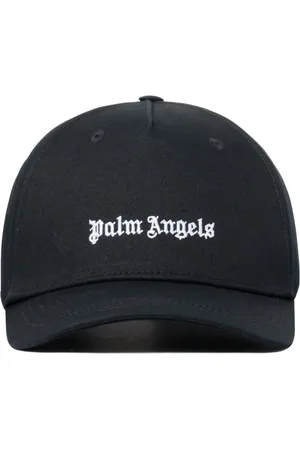 Palm Angels Tilbehør, Herre, Sort, ONE SIZE, Bomuld, Broderet Logo Sort Bomulds Kasket