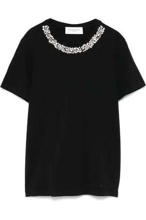 ERMANNO SCERVINO Top, Dame, Sort, XS, Bomuld, Kortærmet T-shirt med applikationer