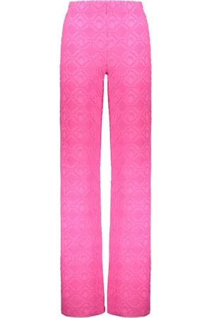Marine Serre Bukser, Dame, Lyserød, XS, Bomuld, Jacquard Logo Elastik Talje Bukser