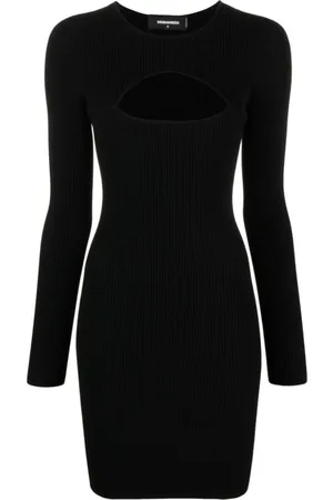 Dsquared2 Kjole, Dame, Sort, L, Sort Mini Kjole med Udskæringer