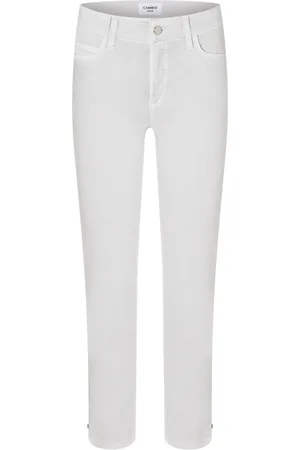 Cambio Bukser, Dame, Hvid, 2XL, Bomuld, Bløde Cropped Bukser med Slidser - Piper Short Kit