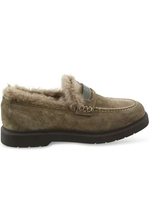 Brunello Cucinelli Sko, Dame, Grøn, 36 1/2 EU, Suede, Velvet Suede Flat Sko