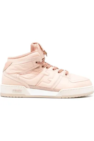 Fendi Sko, Dame, Lyserød, 40 1/2 EU, Polyester, Prægede High-Top Sneakers